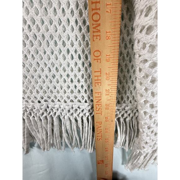 MerSea MER-SEA Cotton Beach Fringed Crochet Poncho Off-White Coastal Beach OS - Picture 10 of 14